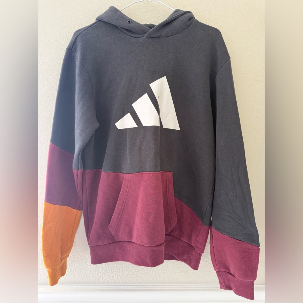 Adidas Men's Colorblock Hoodie - Black, Burgundy, Orange